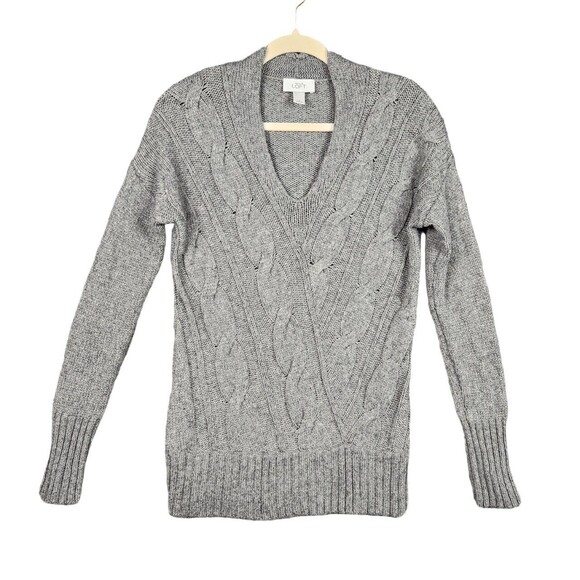 ANN TAYLOR LOFT 254194 Gray Cable Knit Wool Blend Pullover Sweater SIZE S - Picture 1 of 12